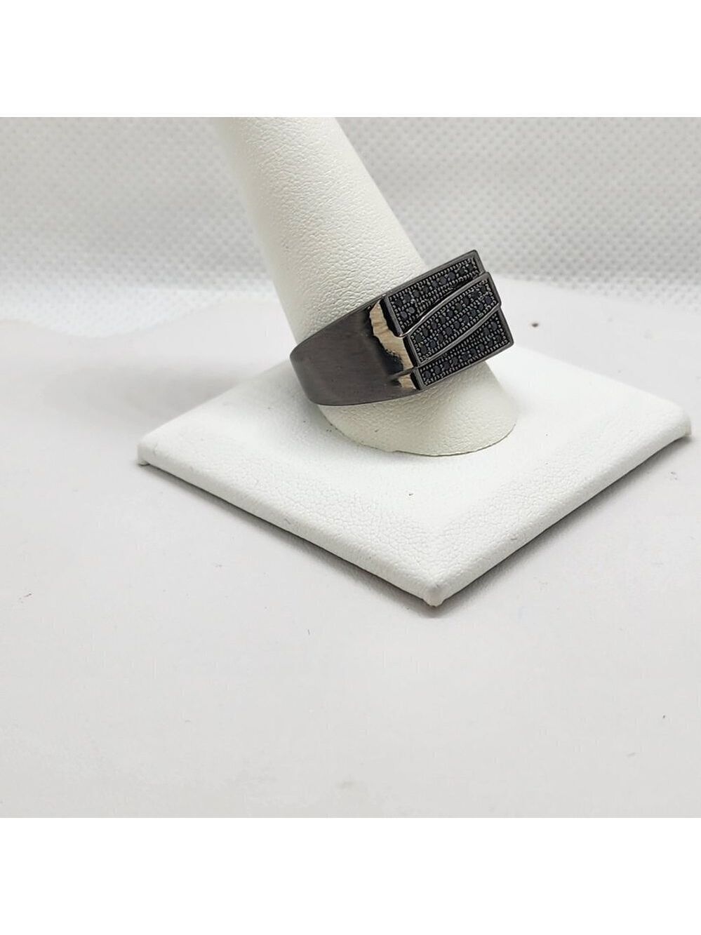 Brand New Sterling Silver 925 Black Rhodium Cz Ring